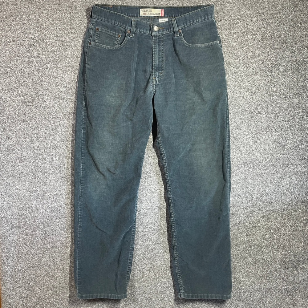 Levis 559 Relaxed Straight Corduroy Pants Mens 36x32 Blue Gray Faded Vintage